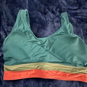 BloomChic Teal Bralette with Olive and Coral Bands